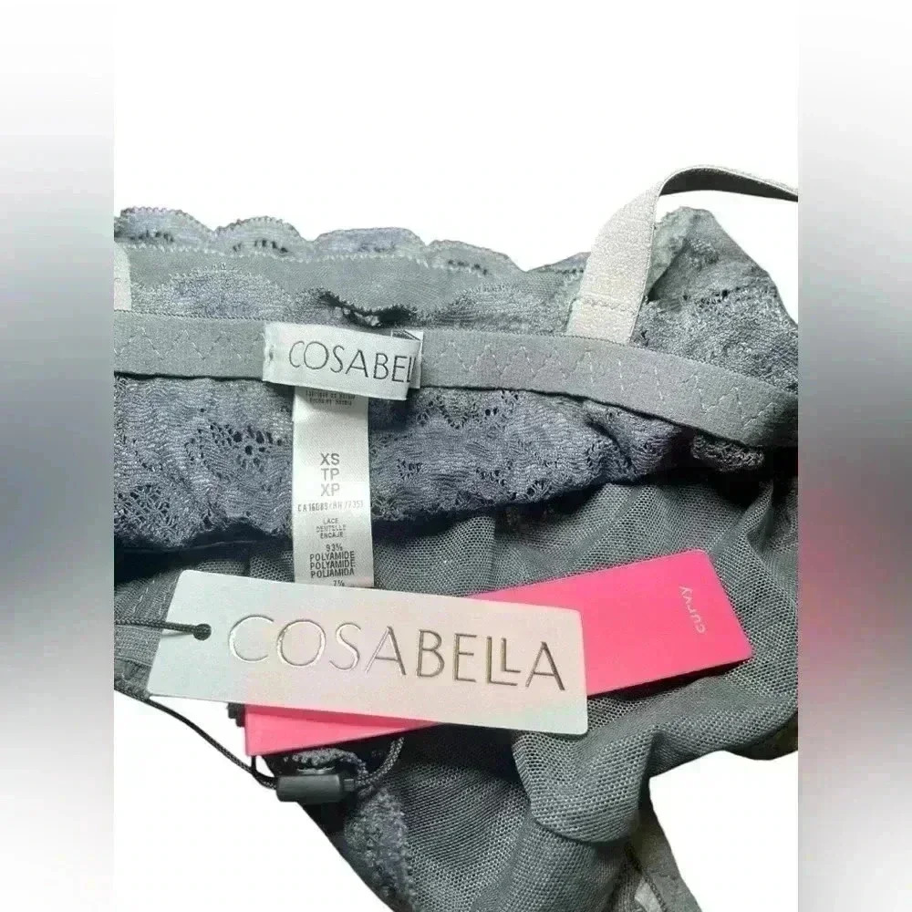 Cosabella Never Say Never Curvy Sweetie Lace Bralette Gray XS NEP1310 NWT - Picture 5 of 5